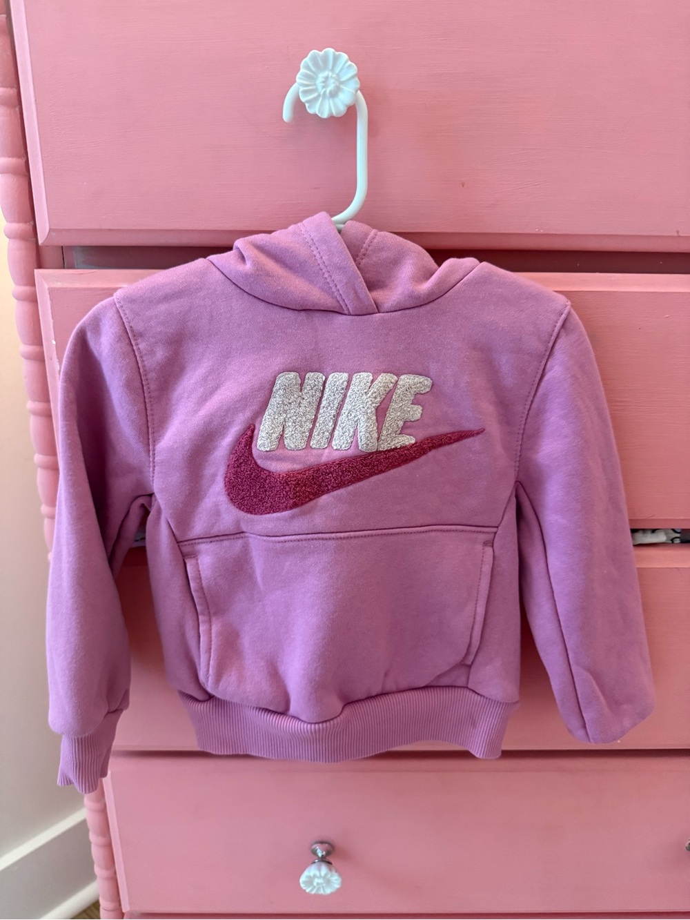 Nike Pink Girls' Hooded Sweatshirt with Embroidered Logo